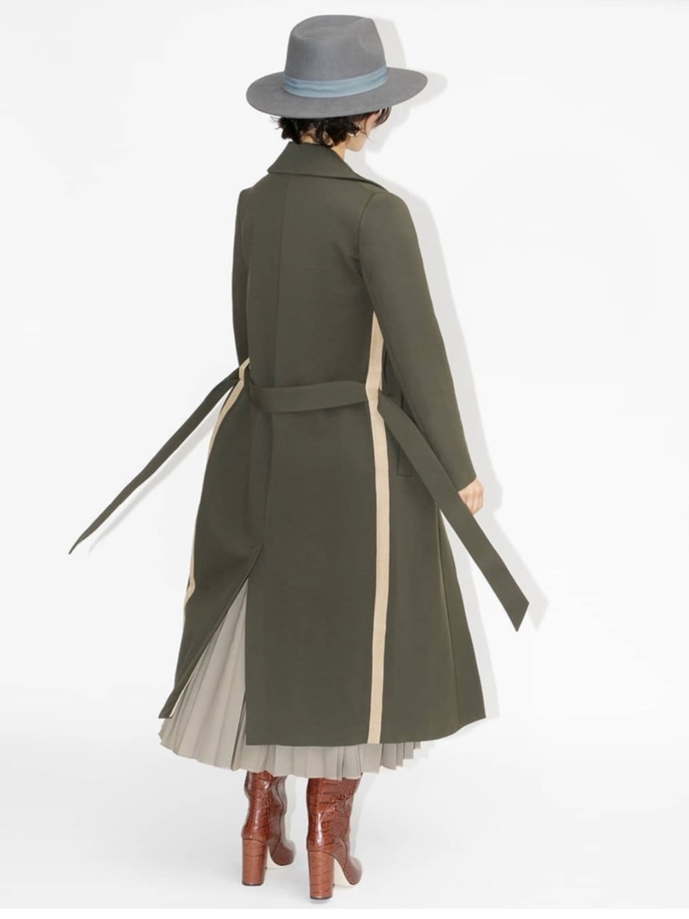 Classic Six Ali Coat Sz4 - long, trench-style, double-breasted Army/Olive Green - Picture 2 of 14